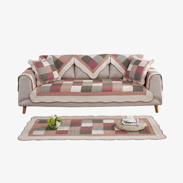 Cotton Quilted Washable Non-slip Couch Cover with Comfort