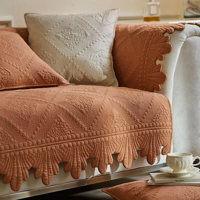 Fashion Leaf Trim Cotton Washable Couch Cover 70x70 cm