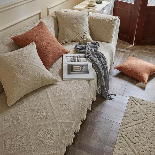 Fashion Leaf Trim Cotton Washable Couch Cover 70x70 cm