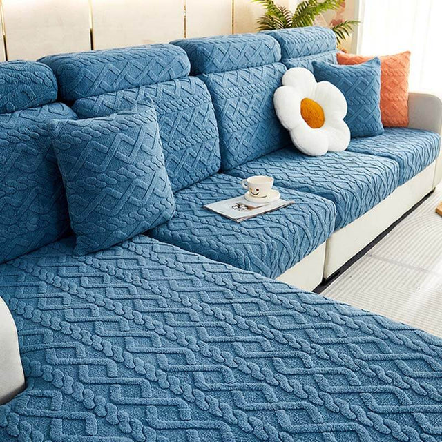 Full Wrap Soft Fleece Stretch Couch Cover for All Seasons