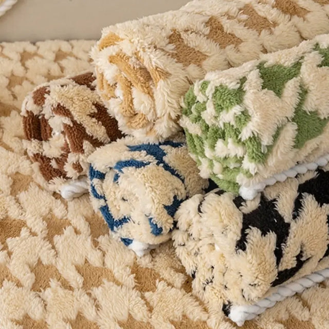 Houndstooth Plush Mat Furniture Protection Anti-Slip Cover