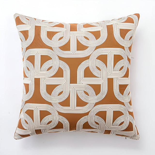Gold Geometric Design Cushion Cover in Jacquard Style