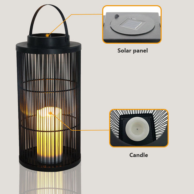 Solar-Powered Woven Lantern – Rustic and Weather-Resistant Design
