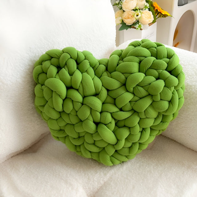 Hand Woven Love Heart Throw Cushion in Cozy Cotton Blend