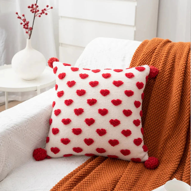 Heart Design Valentine's Cushion in Plush Terry Cloth