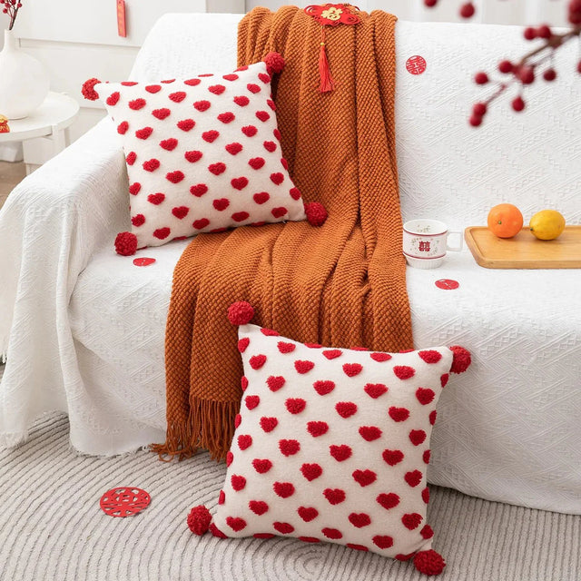 Heart Design Valentine's Cushion in Plush Terry Cloth