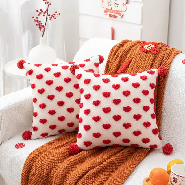 Heart Design Valentine's Cushion in Plush Terry Cloth