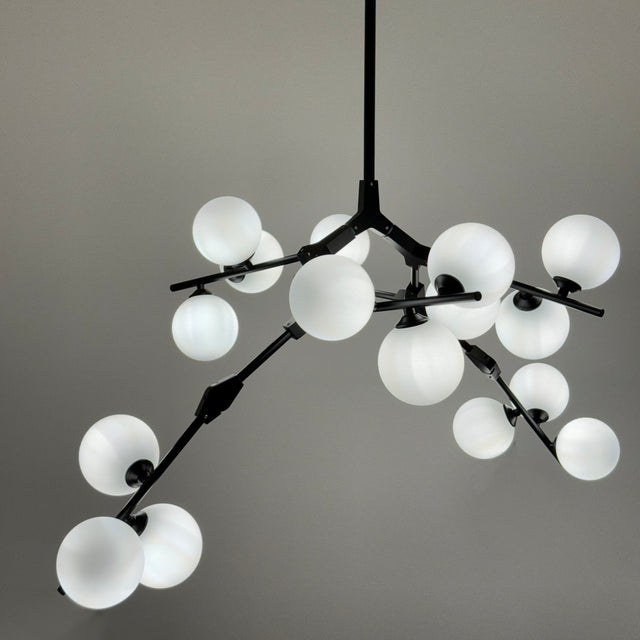 Heritage Scandinavian Chandelier – Modern Branch Design with Ambient Glass Globes