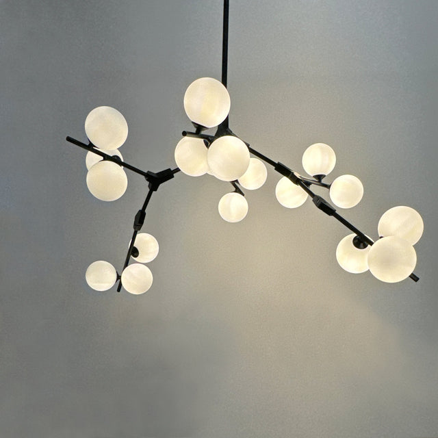 Heritage Scandinavian Chandelier – Modern Branch Design with Ambient Glass Globes