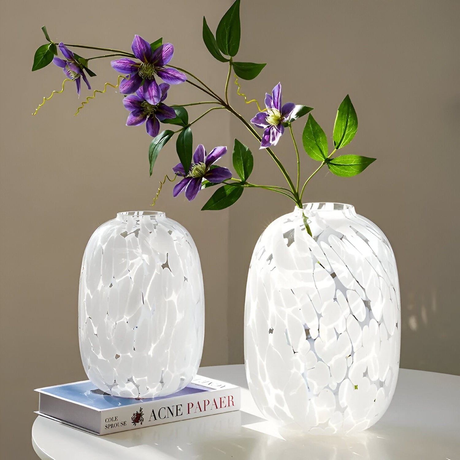 High Sense Marble Effect Glass Vase for Elegant Decor