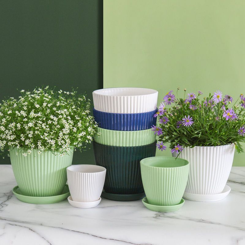 Home Garden Plant Pot With Tray - Modern Plastic Design