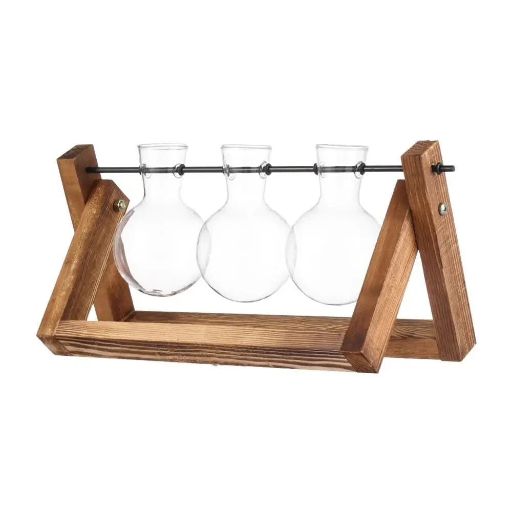 Hydroponic Glass Terrarium Tabletop Trays with Wooden Frame