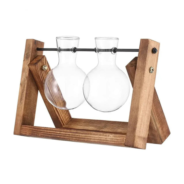 Hydroponic Glass Terrarium Tabletop Trays with Wooden Frame