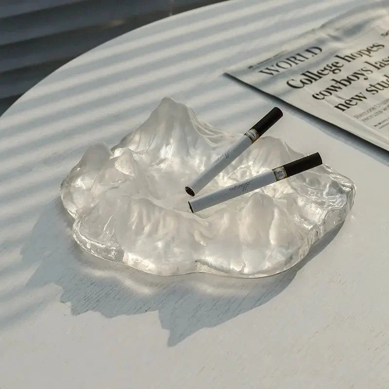 Ice Style Mountain Glass Ashtray Decoration for Home Use