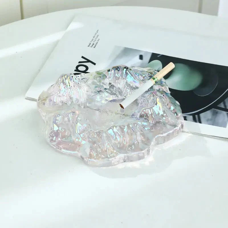 Ice Style Mountain Glass Ashtray Decoration for Home Use