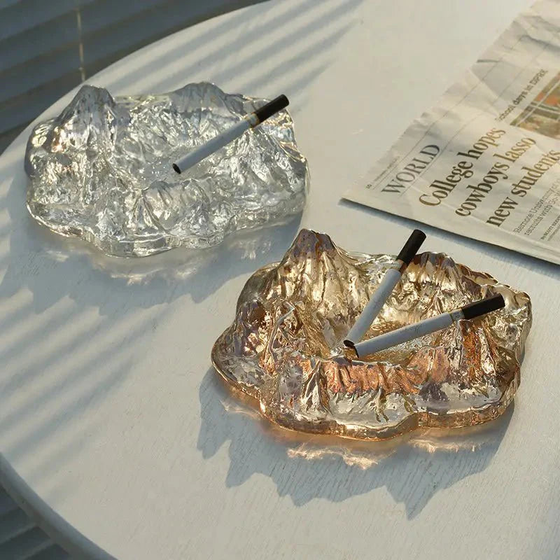 Ice Style Mountain Glass Ashtray Decoration for Home Use
