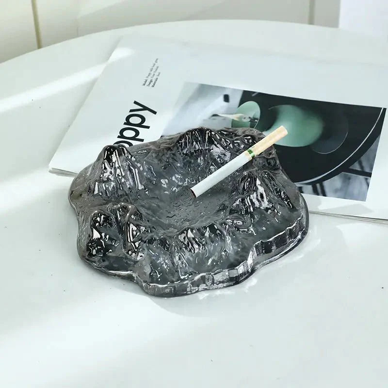 Ice Style Mountain Glass Ashtray Decoration for Home Use