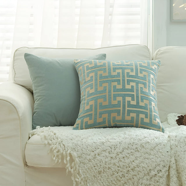 Jacquard Chenille Cushion Cover - Red Gold Embroidered Design