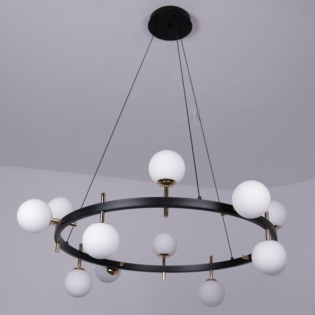Kingsman Chandelier – Luxury Glass Globe Ceiling Light in Gold & Brown