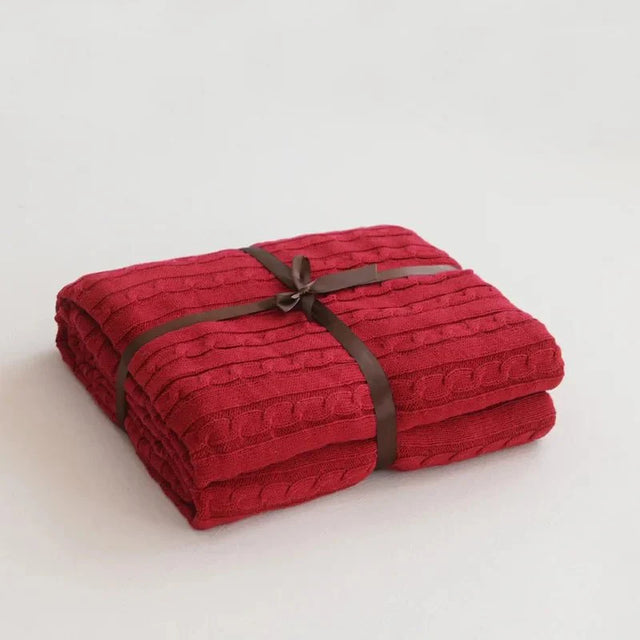 Knitted Cotton Solid Colour Throw Blanket for Cozy Comfort