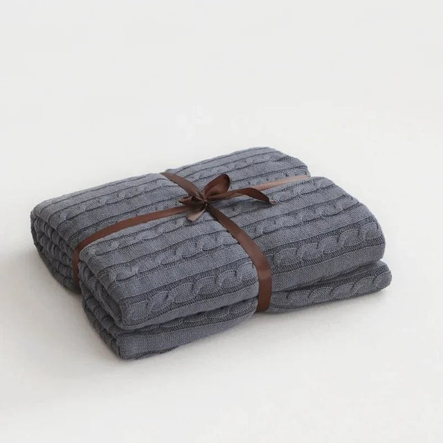 Knitted Cotton Solid Colour Throw Blanket for Cozy Comfort