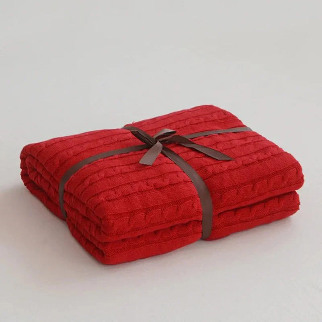 Knitted Cotton Solid Colour Throw Blanket for Cozy Comfort