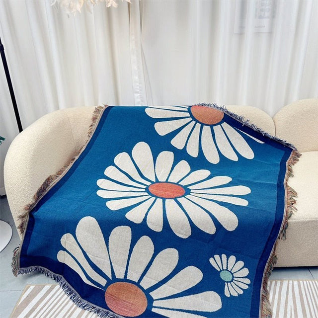 Knitted Jacquard Throw Blanket for Cozy Home Decor