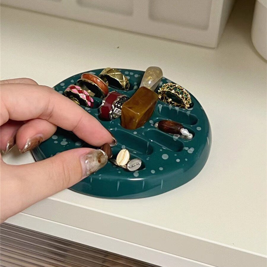 Handmade Ceramic Decorative Mini Ring Holder Tray