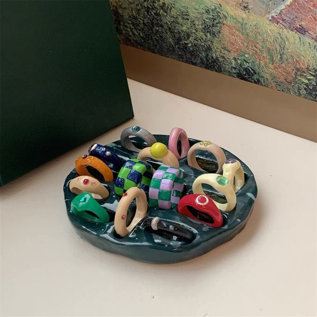 Handmade Ceramic Decorative Mini Ring Holder Tray