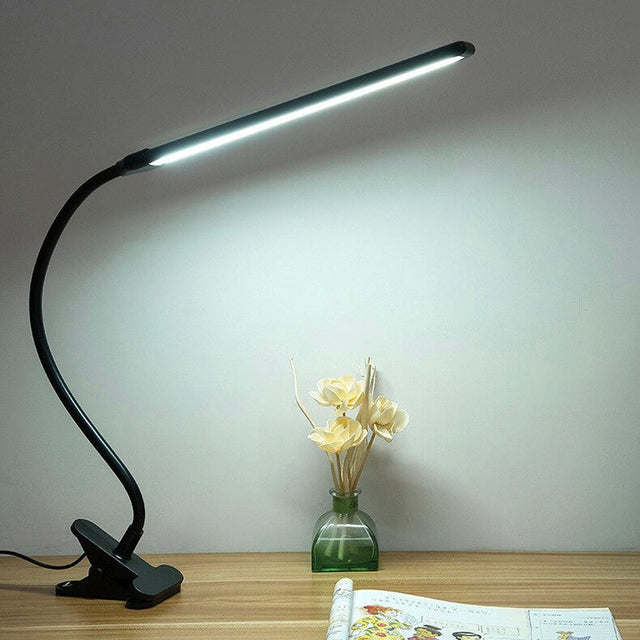 Black Clamp Bedside Lamp with Flexible Arm for Reading