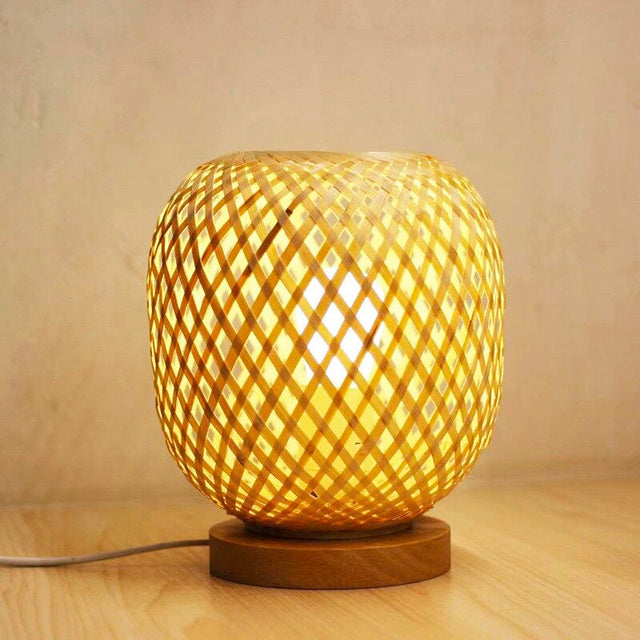 Bamboo Ball Bedside Lamp - Natural Woven Design Light