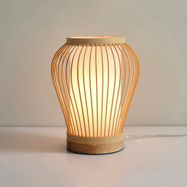 Bamboo Lantern Bedside Lamp - Hand-Woven Natural Design