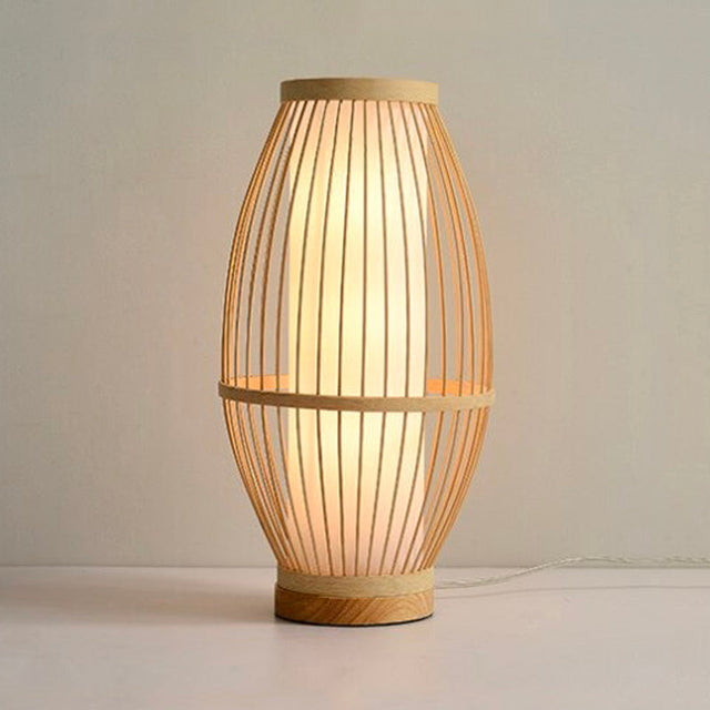 Bamboo Lantern Bedside Lamp - Hand-Woven Natural Design