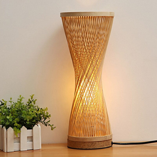Knitted Bamboo Bedside Lamp for Bohemian Style Decor