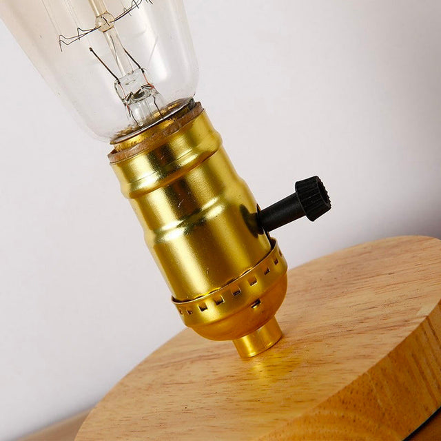 Edison Wooden Bedside Lamp with Vintage Style and Aluminium Base