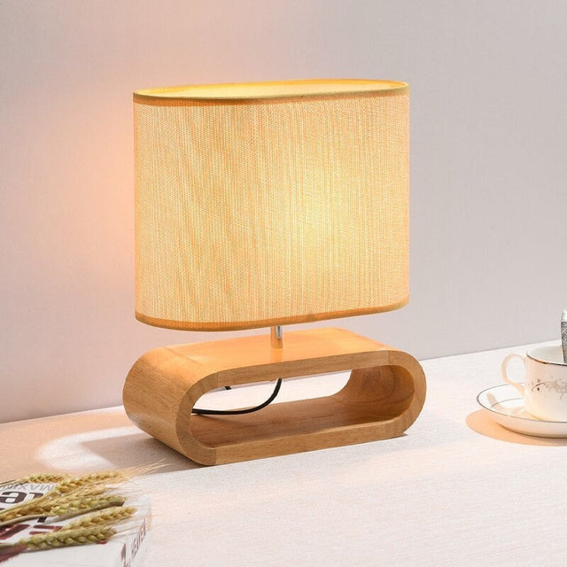 Nordic Wooden Bedside Lamp with Touch-Sensitive LED Design
