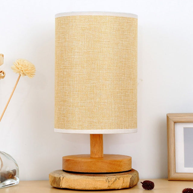 Scandinavian Wooden Bedside Lamp with Touch Control Design