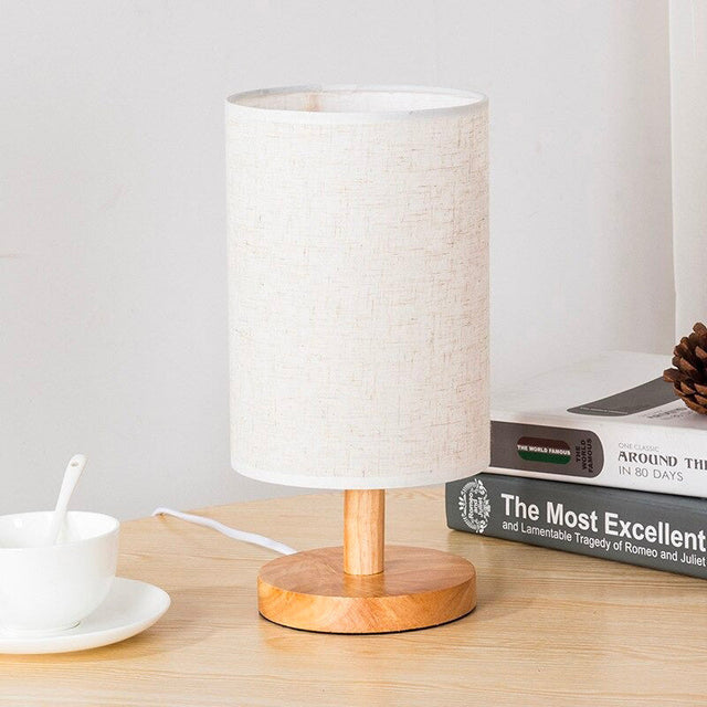 Scandinavian Wooden Bedside Lamp with Touch Control Design