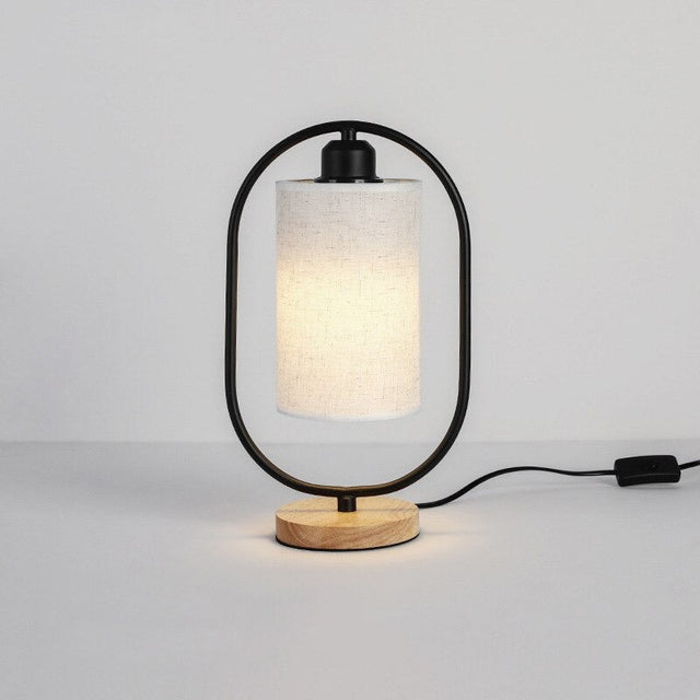 Industrial Style Wooden Bedside Lamp with Metal Accent