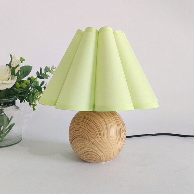 Vintage Wooden Table Lamp with Retro Bell Shade Design