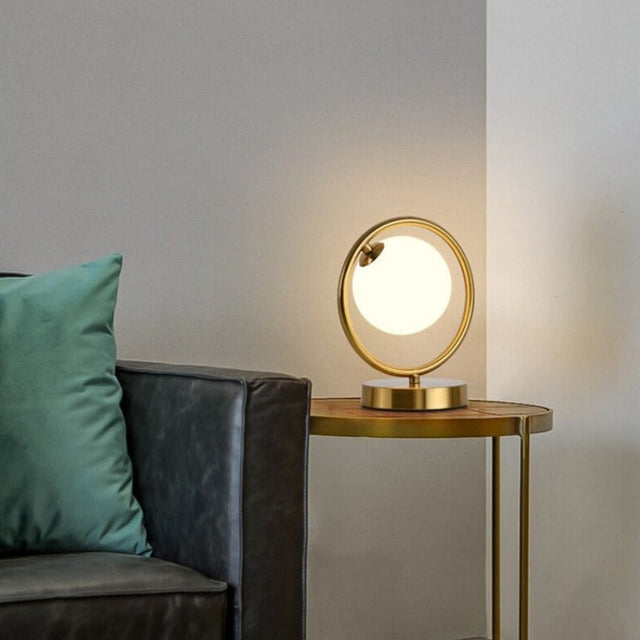 Golden Metal Ball Bedside Lamp - USB Rechargeable Design