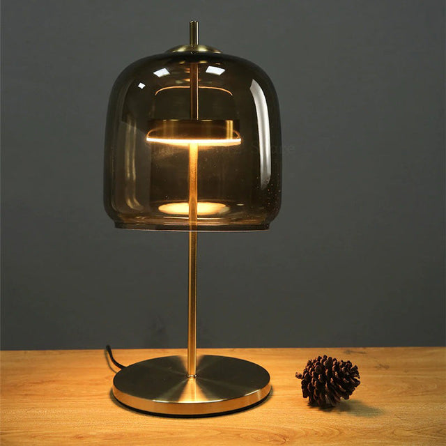 Design Bedside Lamp With Glass Shade - Modern Gold Style