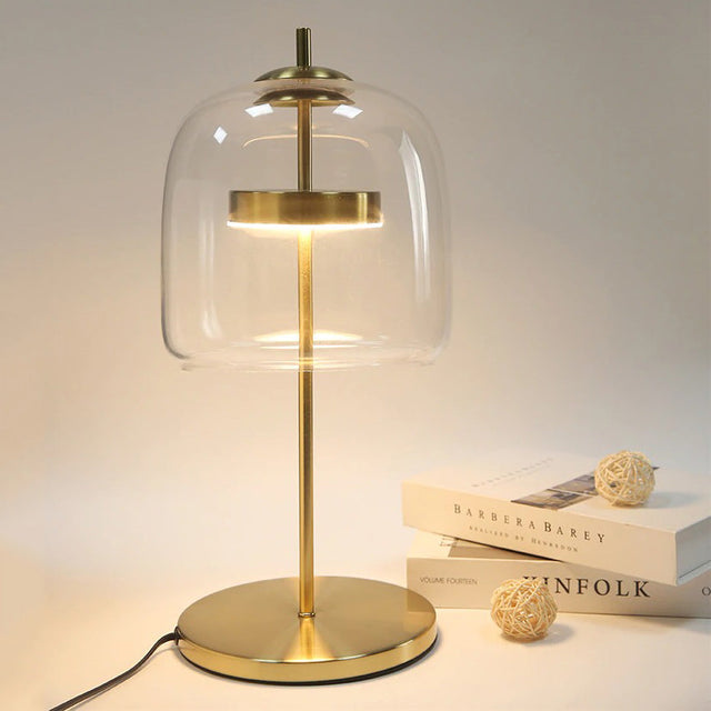Design Bedside Lamp With Glass Shade - Modern Gold Style