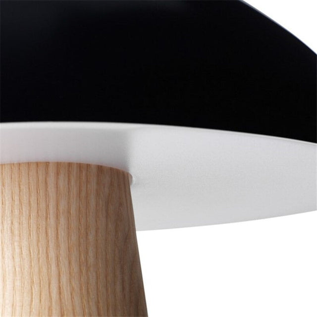 Design Mushroom Bedside Lamp in Wood and Resin Style