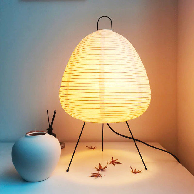 Akari Japanese Bedside Lamp with Paper Shade, Zen Style