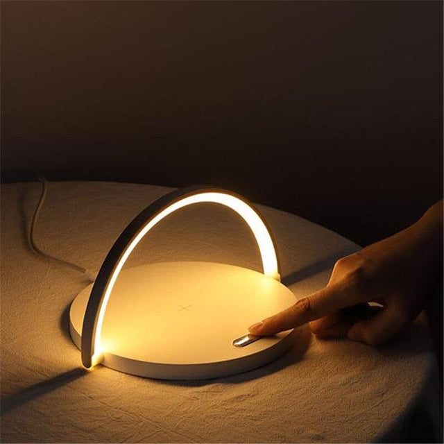 Chic Glass LED Bedside Lamp With Charger for Modern Rooms