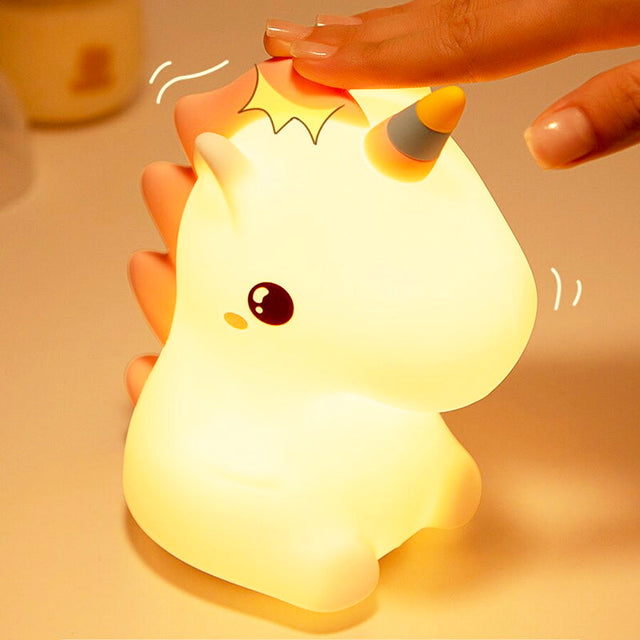 Touch-Sensitive Unicorn Bedside Lamp Cordless Design