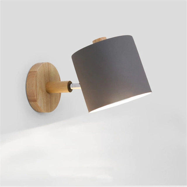 Scandinavian Style Wooden Wall Bedside Lamp with Touch Sensor