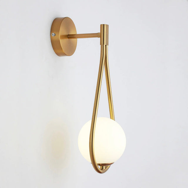 Golden Metal Ball Wall Bedside Lamp with USB Rechargeable Feature