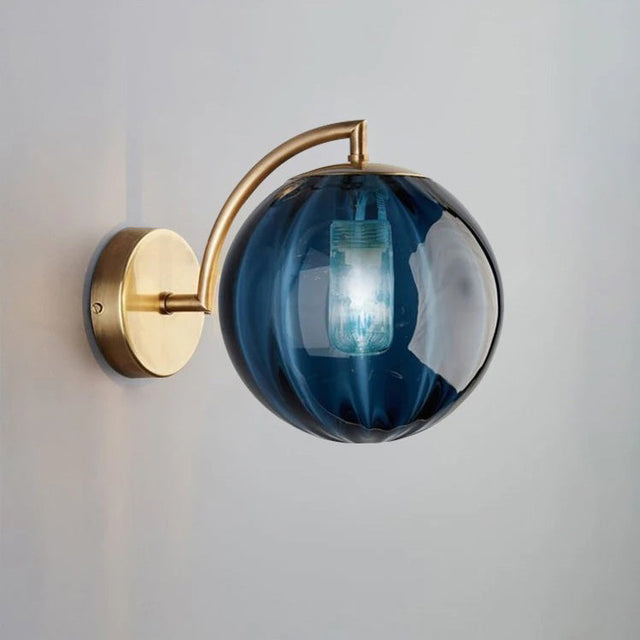 Design Ball-Shaped Wall Bedside Lamp in Smoked Glass